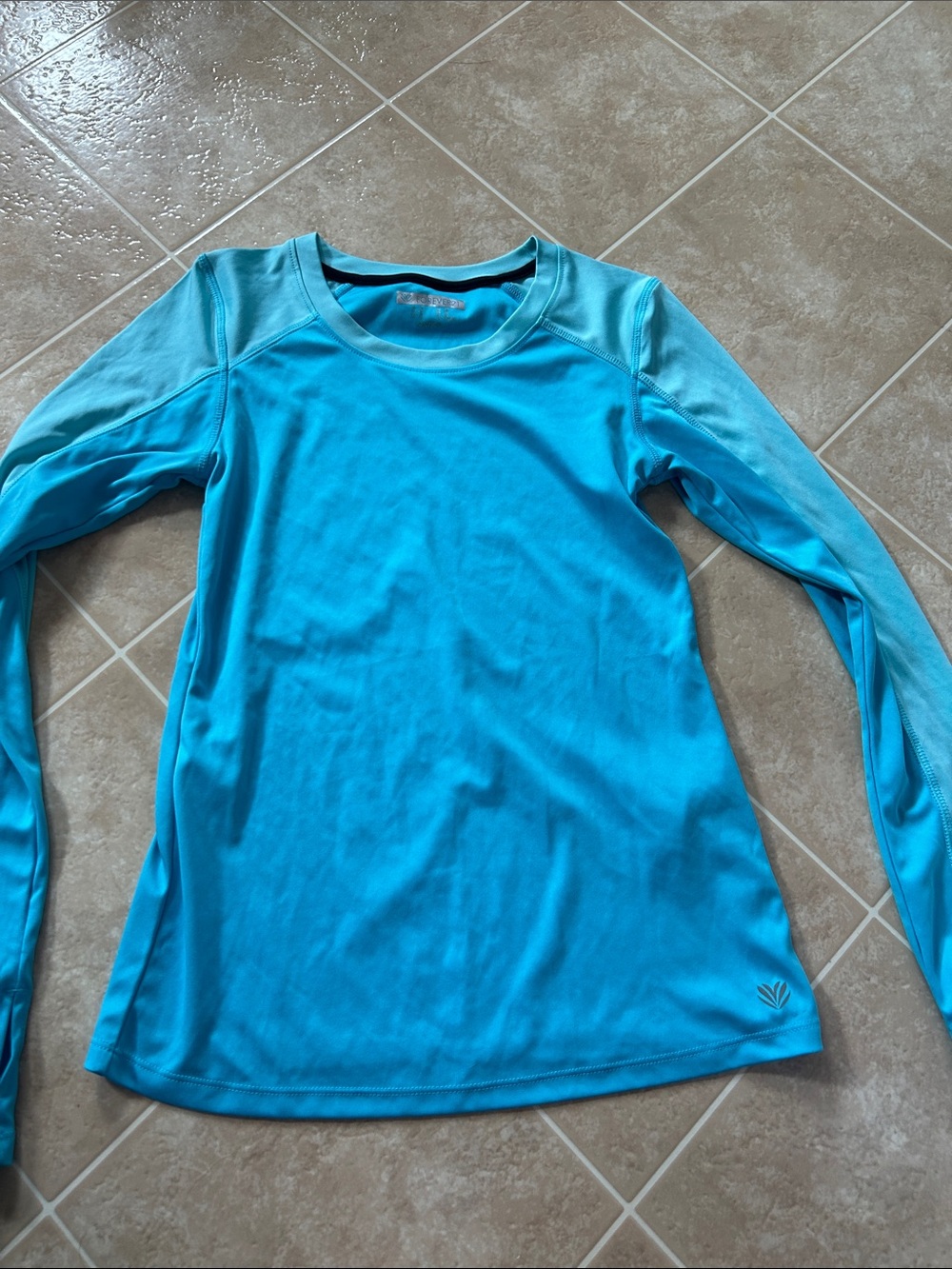 Forever 21 Women’s Long-Sleeve Athletic Top - Aqua Blue